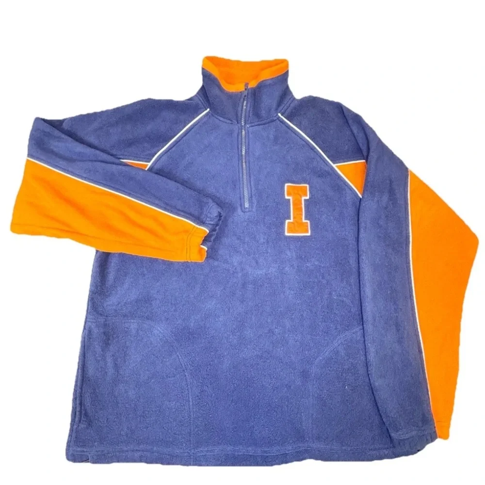 Vtg Russell Athletic 1/4 Zip Fleece Medium University Of Illinois - Picture 2 of 8